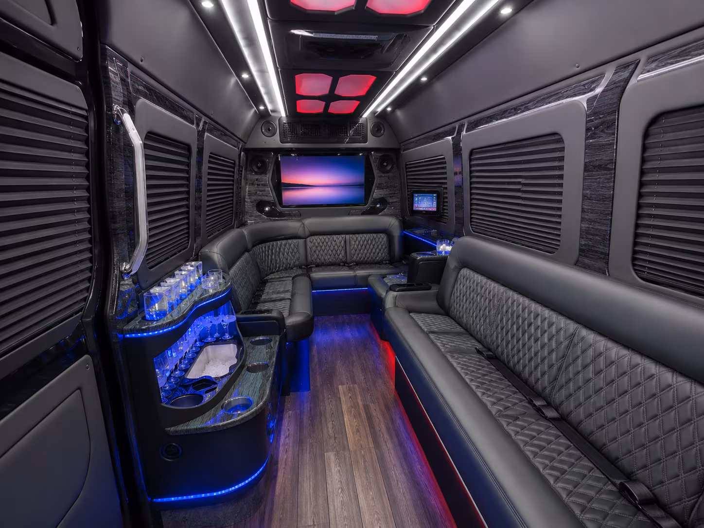 chino 18 passenger party bus interior